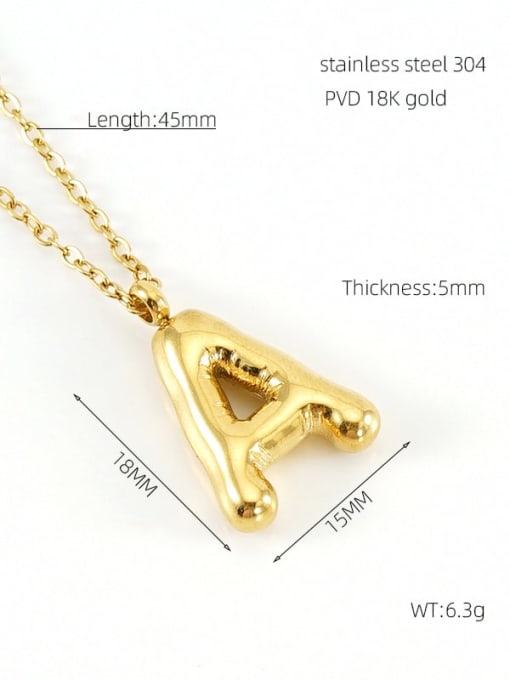Letter A [Gold] Titanium Steel Letter Necklace With 26 letters